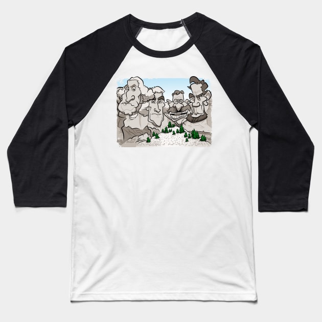 Rushmore Caricature Baseball T-Shirt by binarygod